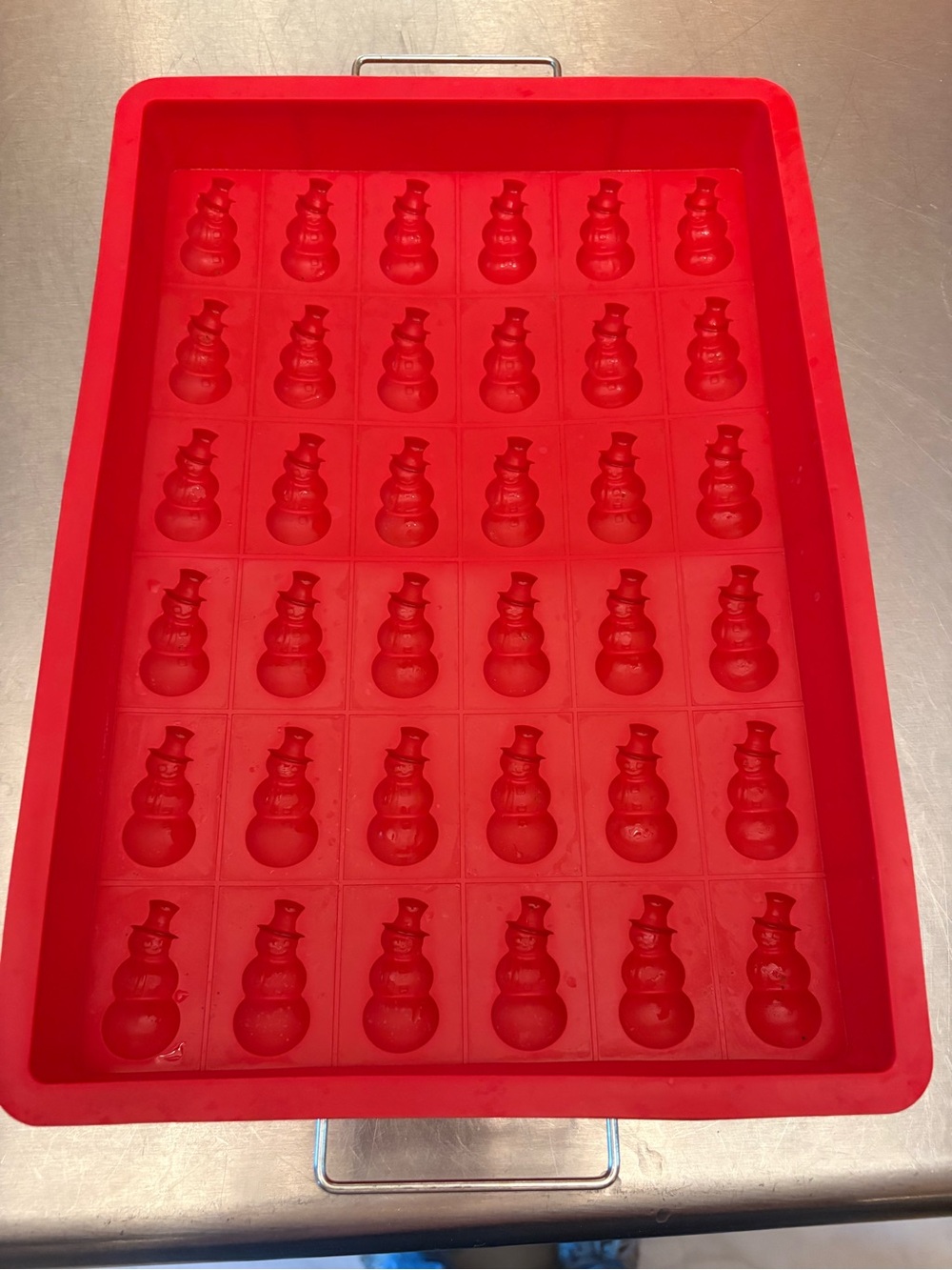 Silicone Snowman Mold Tray - Bright Red 9x13 Perfect for brownies!